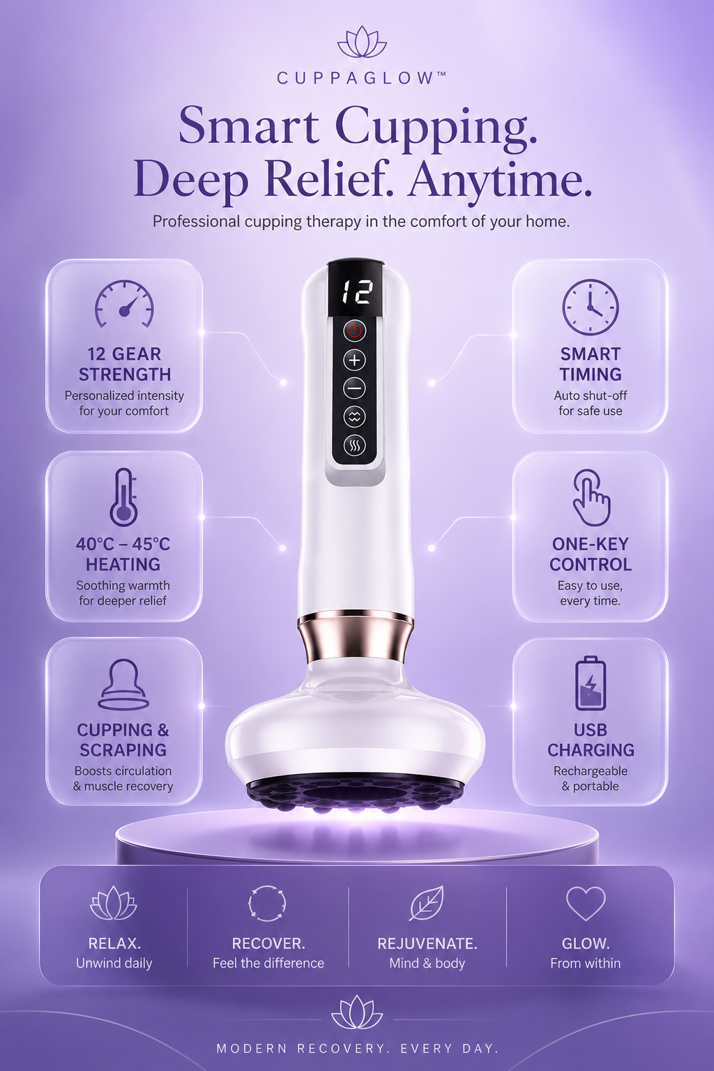 CuppaGlow™ Pro Smart Vacuum Cupping Massager